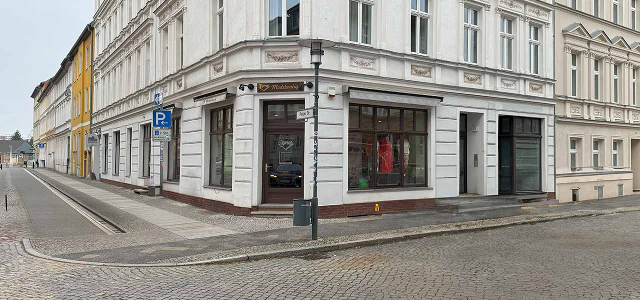 Ansicht des Hauses in der Dresdener Straße, Ecke Peitzer Straße, in Frankfurt (Oder)